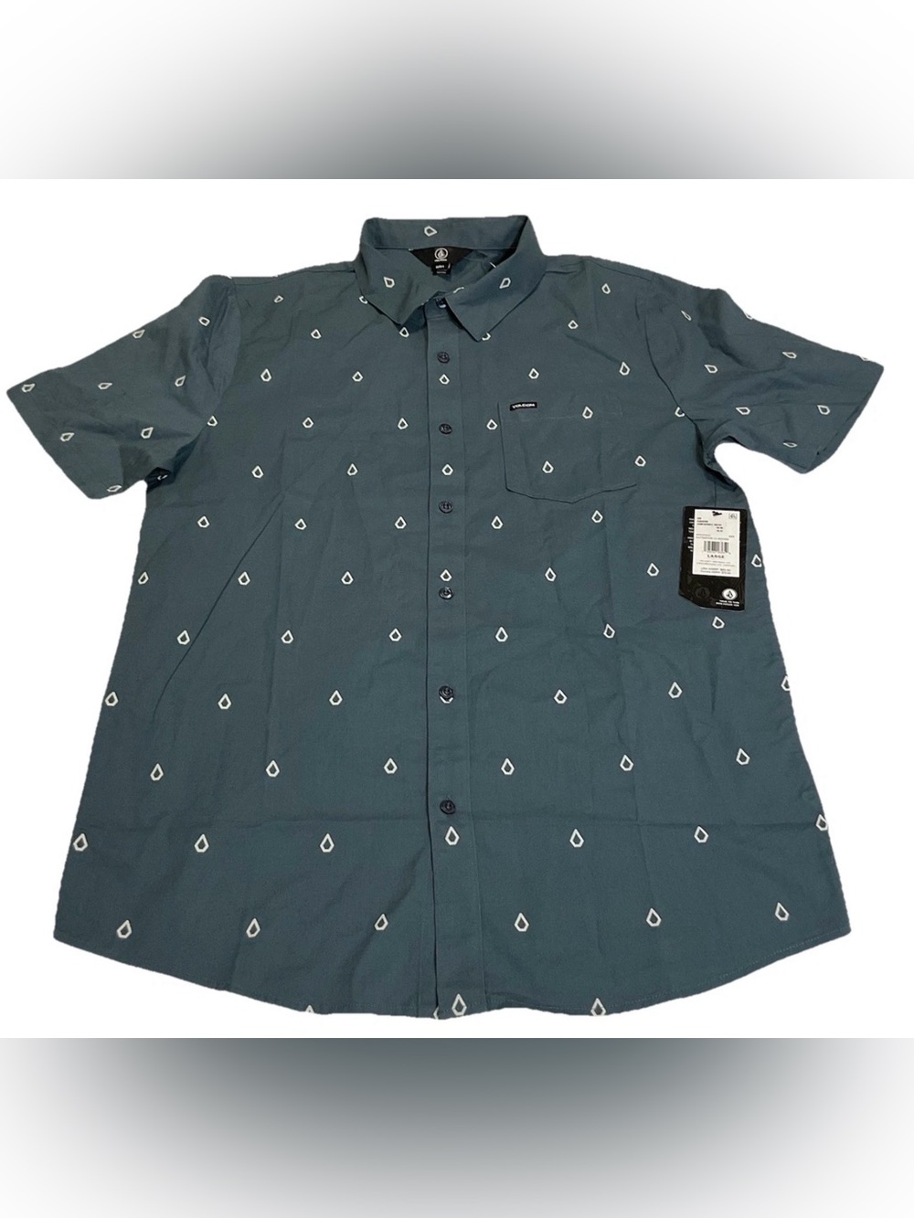 Volcom Men's Patterson Woven Short Sleeve Button Up Shirt Size Large Slate NWT